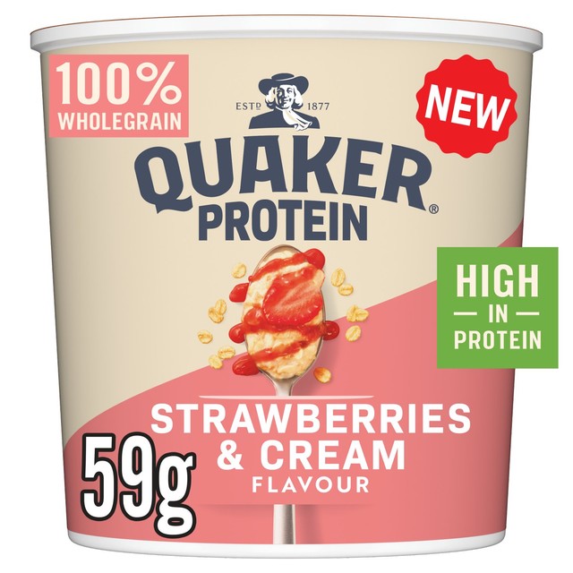 Quaker Porridge Pot Strawberries & Cream 59g, imported from the UK