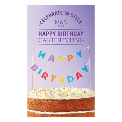M&S Happy Birthday Cake Bunting Cake Decoration