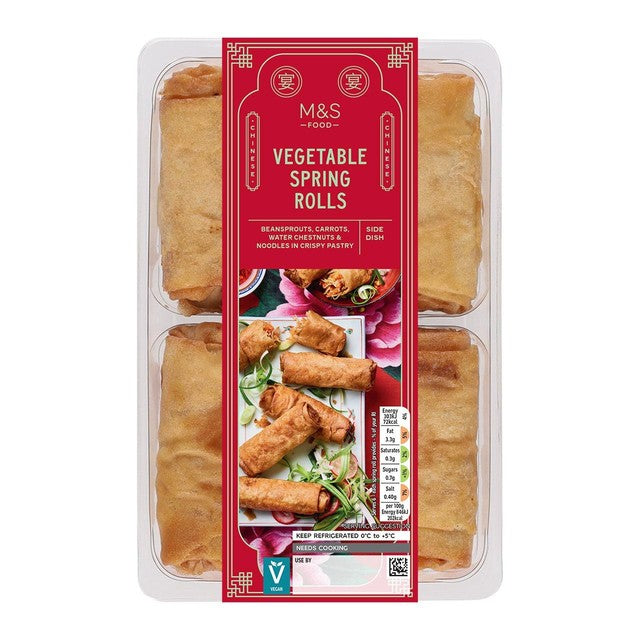 M&S vegetable spring rolls 215g, imported from the UK