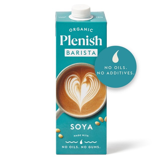 Plenish Organic Soya Barista Milk Long Life 1L, imported from the UK