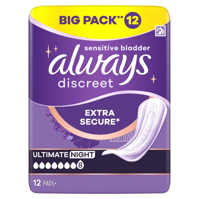 Always Incontinence Pads Ultimate Night 12 Pack - British product