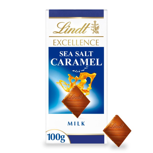 Lindt milk chocolate bar caramel & sea salt 100g, UK version