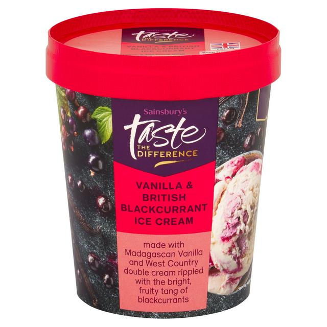 Sainsburys Vanilla British Blackcurrant Ice Cream Taste the Difference 480ml