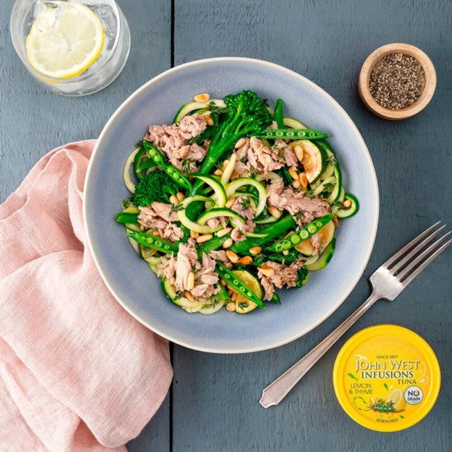 John West lemon & thyme tuna infusions canned tuna 80g, UK version