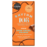 Rhythm 108 dark chocolate bar orange cream 100g, imported from the UK
