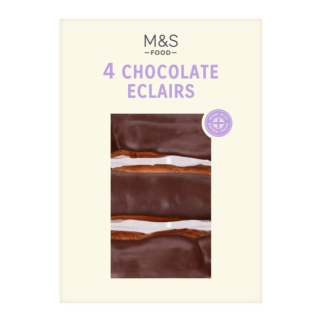M&S chocolate eclairs 4 pack, imported from the UK