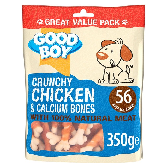 Good Boy crunchy chicken and calcium bones dog treats 350g, UK version