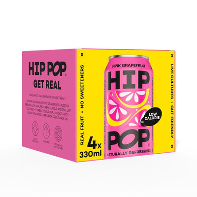 Hip Pop Pink Grapefrukt Kullsyreholdig Frukt Drikk 4 x 330ml