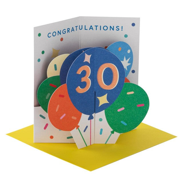 M&S 30th birthday pop-up balloons card 12x15x13cm, imported from the UK