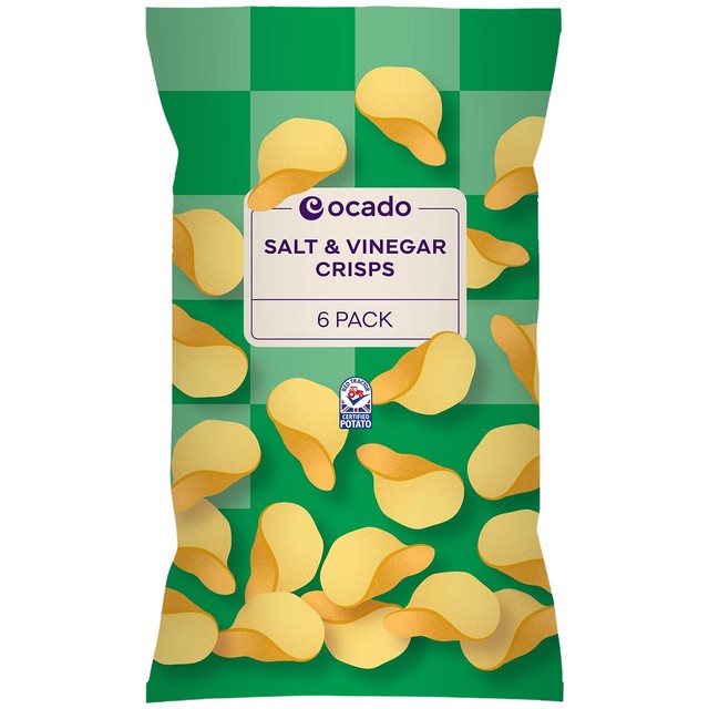Ocado potato crisps Salt & Vinegar Multipack, imported from the UK