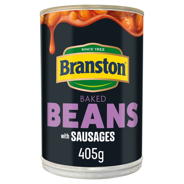 Branston baked beans with pork sausages in tomato sauce 405g - British product