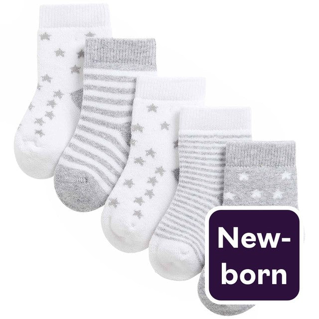 M&S Terry Stars Socks Newborn, imported from the UK