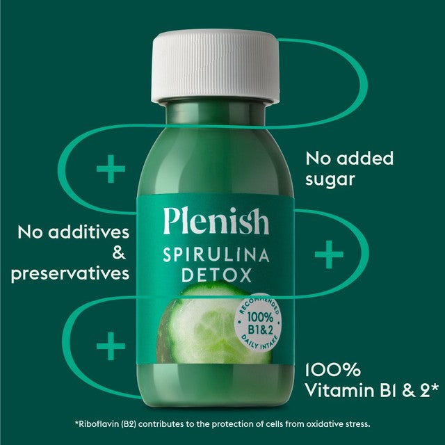 Plenish Apple & Spirulina Detox Shot 60ml, imported from the UK