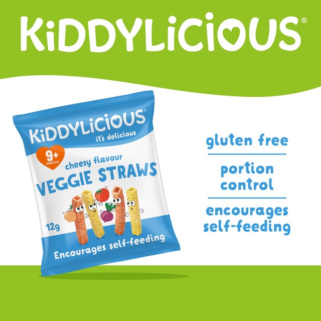 Kiddylicious cheesy veggie straws baby snacks 10 x 12g, UK version