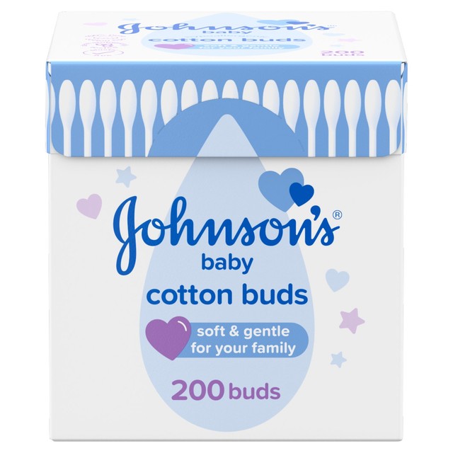 Johnson's Baby Cotton Buds 200 count plastic free, UK version