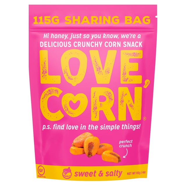 Love Corn Sweet & Salty crunchy corn snack 115g, UK version