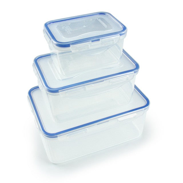 Locknlock airtight food storage container set with three sizes - 2.3L, 1.1L, and 470ml, UK version