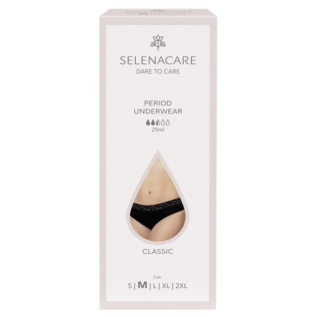 Selenacare classic black menstrual undies size M (British brand)