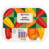 Ocado baby peppers mixed colours 220g, imported from the UK