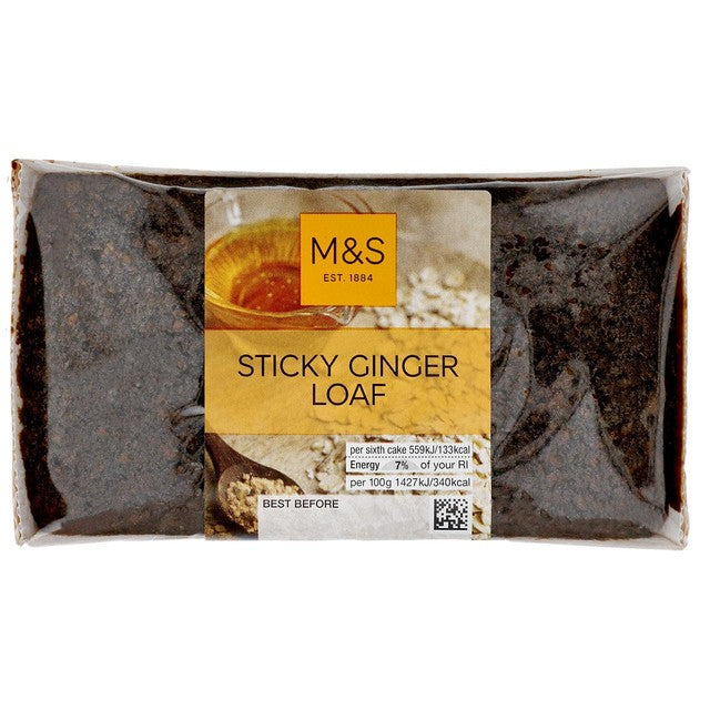 M&S Sticky Ginger Loaf 260 grams weight, imported from the UK