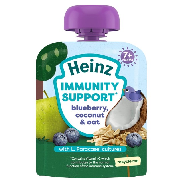 Heinz baby food pouches blueberry coconut and oat 85g, UK version