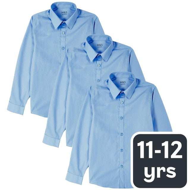 M&S Boys Blue School Shirt 11-12 Years, imported from the UK
