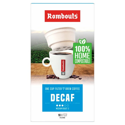 Rombouts Decaffeinated Compostable One Cup Filter Coffee 10 per pack