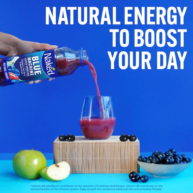 Naked Blue Machine blueberry smoothie 300ml bottle, imported from the UK