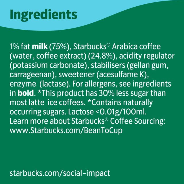 Starbucks Skinny Latte iced coffee 330ml (British brand)