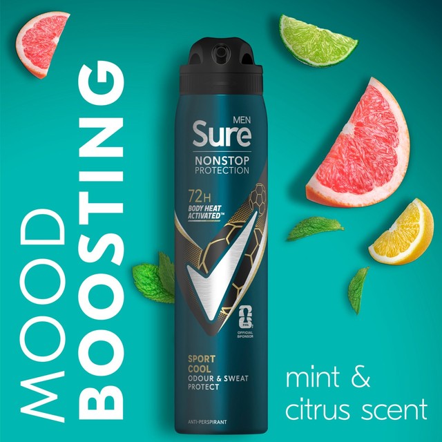 Sure Men Sport Cool Antiperspirant Spray 250ml (British brand)