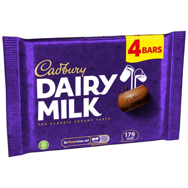 Cadbury Dairy Milk chocolate bars 4 x 33.5g - British product