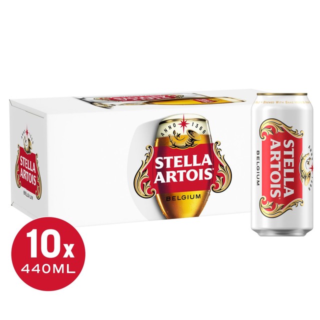 Stella Artois Belgian lager 10 x 440ml cans (British brand)