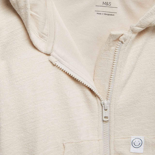 M&S Cotton Alfie Zip Through Hoodie 3-6 months, imported from the UK
