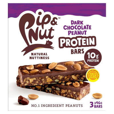 Pip & Nut Dark Chocolate Peanut Protein Bars 3 x 46g