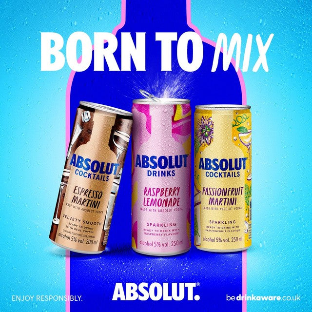 Absolut Raspberry Lemonade sparkling vodka cocktail 250ml - British product