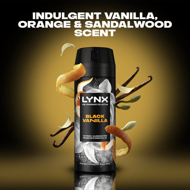 Lynx Black Vanilla Deodorant Body Spray 150ml, UK version