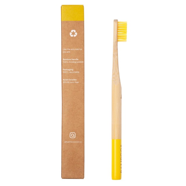 Bamboo Club yellow adult manual toothbrush - British product
