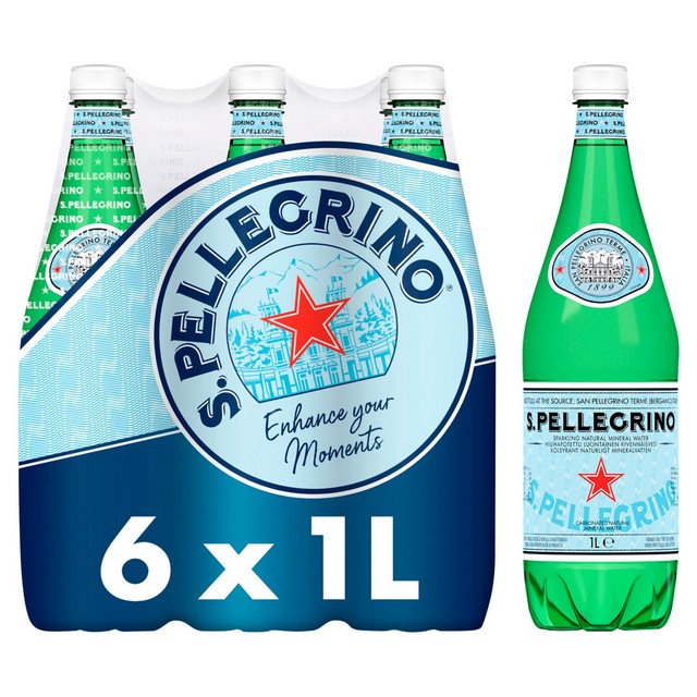 San Pellegrino sparkling mineral water 6 x 1L bottles (British brand)