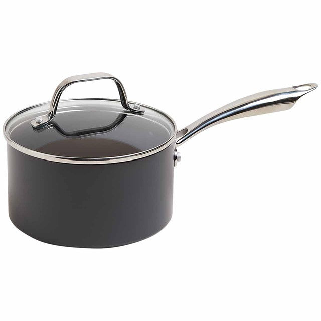 M&S Chef Hard Anodised 16cm Saucepan, Black Mix