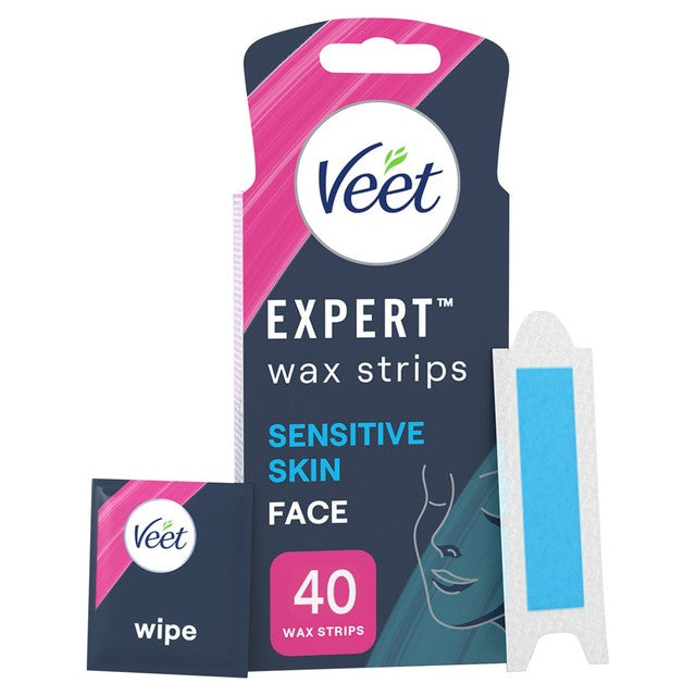 Veet Face Sensitive Wax Strips 40 Pack (British brand)
