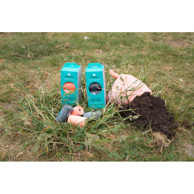 Adios grey compostable dog poo bags 60 pack - British product