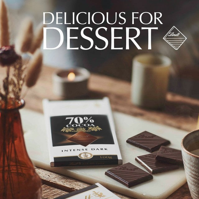 Lindt 70% cocoa dark chocolate bar 100g, UK version