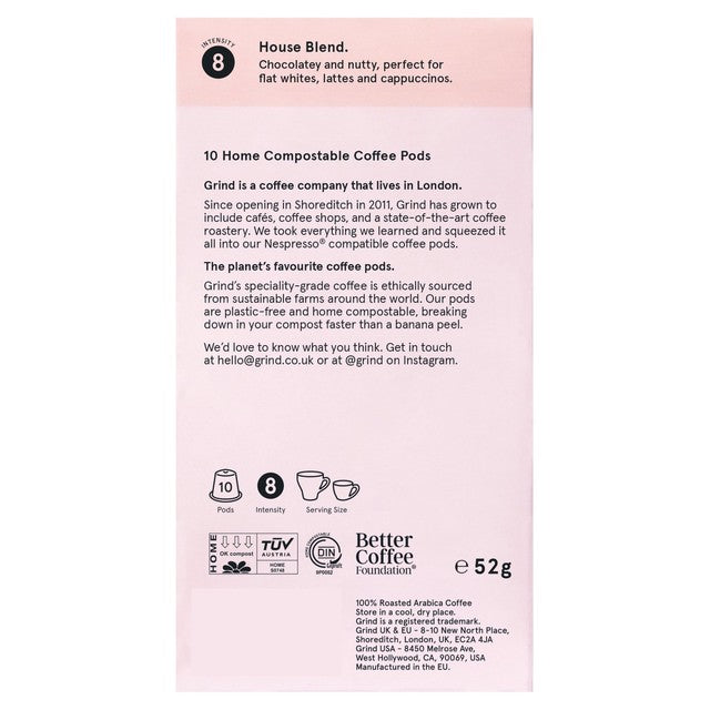 Grind House Blend coffee pods 10 pack - British product