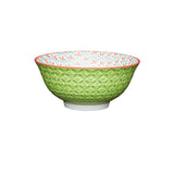 KitchenCraft bright green geometric print ceramic bowls 16x16x7.2 cm, UK version