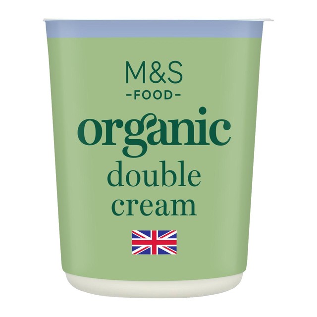 M&S Organic Pourable Double Cream 300ml, imported from the UK