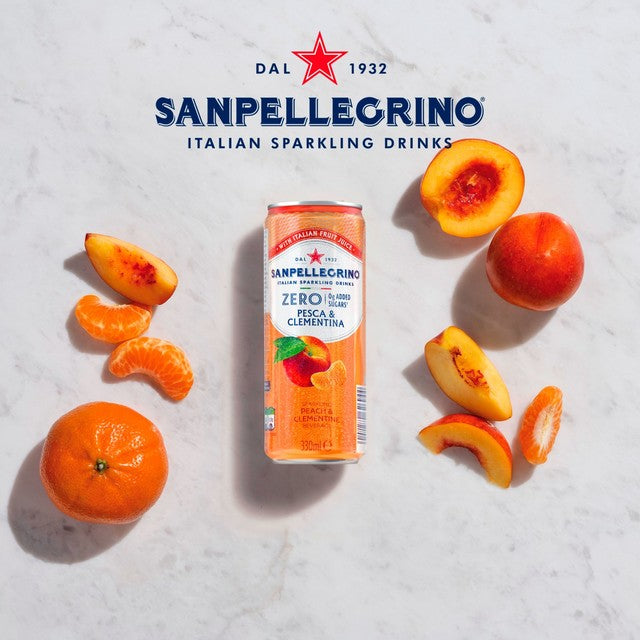 San Pellegrino Zero Peach Clementine sparkling drink 6x330ml (British brand)