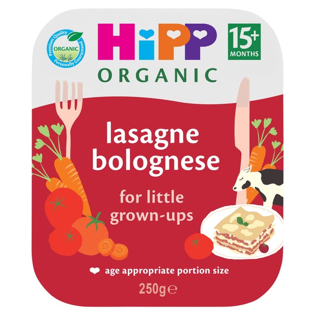 HiPP Organic Lasagne Bolognese toddler tray meal 250g, UK version