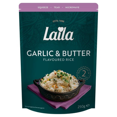 Laila Garlic & Butter Flavoured Microwave Rice 250g