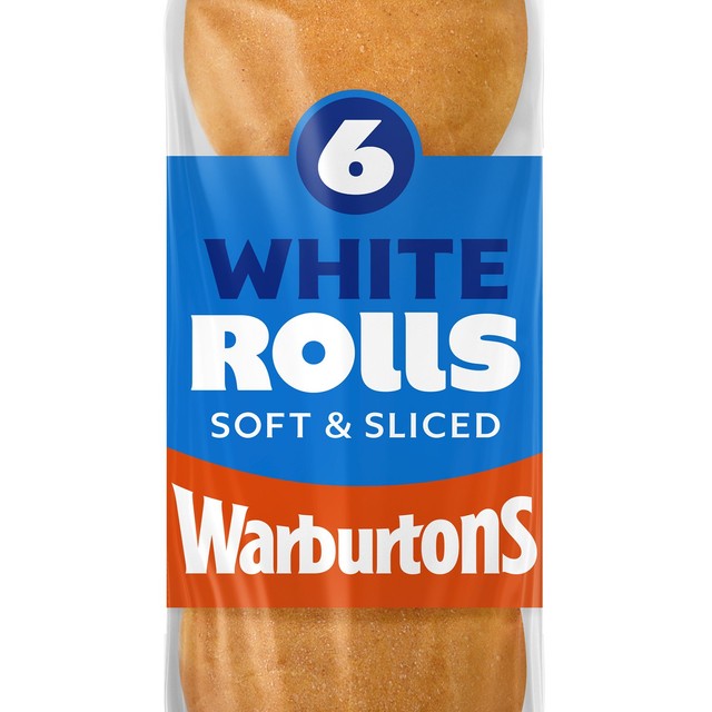 Warburtons 6 sliced white rolls (British brand)
