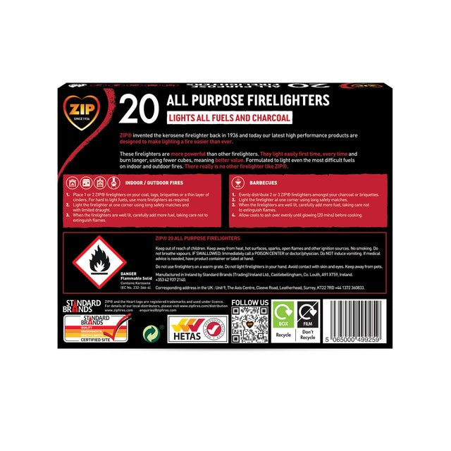 Zip All Purpose Firelighters 20 per pack (British brand)